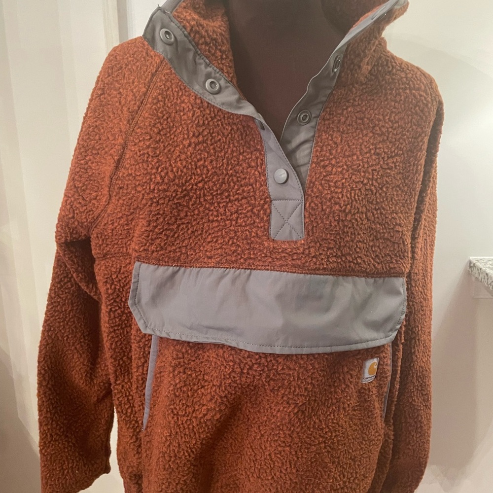 NWOT Carhartt Women's Rust and Gray Fleece Jacket XL